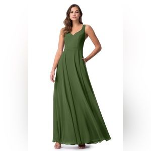 Azazie Briena Olive Bridesmaid Dress A12 NWT